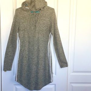 No Comment Green/Gray hoodie dress XL EUC